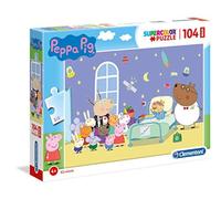 (TG. 37 x 28.1 x 5.5) Clementoni Peppa Pig Supercolor Puzzle Pig-104 pezzi Maxi,