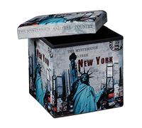 (TG. 38.0x38.0x38.0 cm) Relaxdays New York Puff Pieghevole, Finta Pelle, Multico