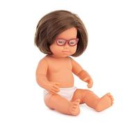 (TG. 38 cm) Miniland BAMBINA CAUCASIA BAMBINA CON SINDROME GIÙ CON OCCHIALI 38C