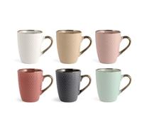 (TG. 380 cc) H&H Dots Set 6 Mug, Stoneware, Assortite, Senza Piattino, cc380 - N