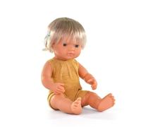 (TG. 38cm) Miniland Bambola caucasica con impianto uditivo, 38 cm, artigianale,