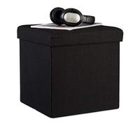 (TG. 38x38x38 cm) Relaxdays Pouf Pieghevole con Contenitore, Sgabello a Forma di