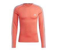 (TG. 3XL) adidas Uomo Techfit 3-Stripes Training Long Sleeve Tee, Bright Red, 3X