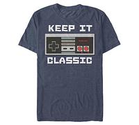 (TG. 3XL) Nintendo - Keep It Classic - Maglietta da uomo Blu Navy Camouflage, Pr
