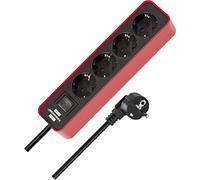 (TG. 4-fach) BS-1153240070-Tomas mult.Ecolor 1,5m4T Rojo/negro - NUOVO