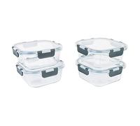 (TG. 4 pezzi) axentia Set contenitori per Alimenti, Trasparente/Grigio, 4 Pezzi