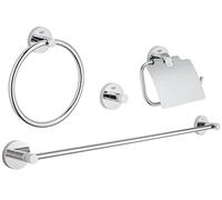 (TG. 4 Pezzi) GROHE Set Accessori Bagno 4-in-1 Essentials Cromo 40776001 - NUOVO