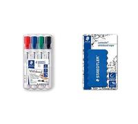 (TG. 4 pezzi) STAEDTLER Lumocolor whiteboard marker, confezione da 4, punta tond