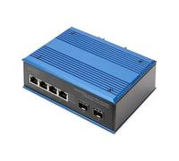 DIGITUS industrieller 6 Port Gigabit Ethernet PoE Netzwerk-Switch - 4X RJ45 + 2X
