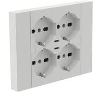 (TG. 4 Prese + 2 USB) Electraline 22107 Multipresa da incasso Quadra 4 Posti Uni
