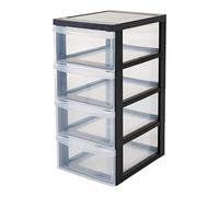 (TG. 4 x 11 L) Iris Ohyama cassetti, carrello, nero/trasparente, misura media -