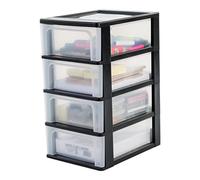 (TG. 4 x 7 L) IRIS Ohyama, Cassettiera di plastica, Plastica, Nero, 4 tiroirs mo