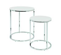 (TG. 40/50 x 30/40 cm) Haku Möbel Set di 2 Tavoli, Cromo Bianco, H: 40/50 x 30/