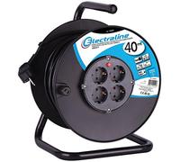 (TG. 40 M) Electraline 600150 - Avvolgicavo, 40 m, 4 prese, colore: nero - NUO