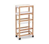 ZELLER PRESENT SCHÖNER LEBEN. PRAKTISCH WOHNEN. Carrello con rotelle, bambù, Bianco/Naturale, 40 x 22 x 83 cm