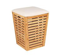 (TG. 40 x 56 x 40 cm) WENKO Cesto della biancheria Bambusa con cuscino imbottito