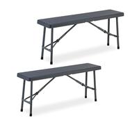 (TG. 42 x 102 x 25 cm) Relaxdays Panca Pieghevole da Giardino, Set da 2 Panchine