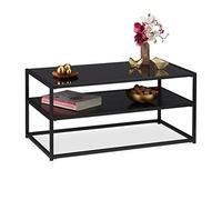 (TG. 42 x 90 x 50 cm) relaxdays Tavolino da Salotto, 2 Ripiani, Metallo con Supe