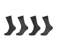 (TG. 43-46) Camano Online Men ca-Soft Stripes Socks 4er Pack Calzini, Anthracite