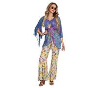 (TG. 44/46) Boland- Hippie Figlia dei Fiori Flower Woman, Colore Blu, M (40/42),