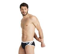 (TG. 44) Arena Icons Tinta Unita Slip da Bagno, Uomo, Nero (Black/White), 44 - N