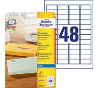 (TG. 45,7 x 21,2 mm) AVERY Etichetta Indirizzo Trasparente, 45,7 x 21,2mm - NUOV