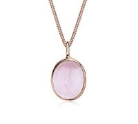 (TG. 45 centimeters) Elli Colanna Ciondolo Ovale con Quarzo Rosa in Argento 925,