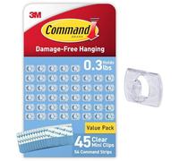 (TG. 45 Clips) 3M Command Damage-Free Decorating Clips, Clear, Use 1 clip to han