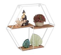 (TG. 45 x 51,5 x 10 cm) Relaxdays Mensola da Parete Esagonale, Scaffale in MDF e