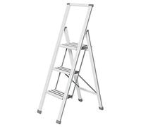 (TG. 47 x 8 x 135 cm) Scaletta pieghevole aluminio 3 gradini bianca Haushaltslei