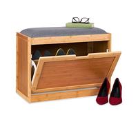 (TG. 49x63x29,5 cm) Relaxdays Panca con Scarpiera, Ingresso o Spogliatoio, bamb