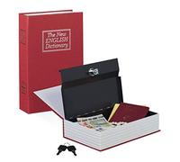 (TG. 5.5x15.5x24 cm) Relaxdays 10020799_47 Libro Cassaforte, Metallo, Rosso, 5.5