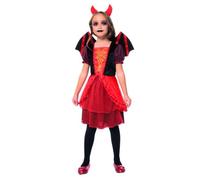 (TG. 5-6 anni) Rubies Costume Diavolessa alata per bambina, con ali e cerchietto