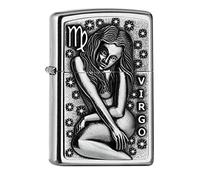 (TG. 5,83,81,2) Zippo PL 207 Virgo Tierkre. V19 Accendino, Ottone, Design, 5,8