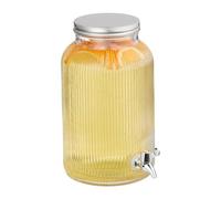 (TG. 5 L) Relaxdays Dispenser in Vetro Rigato per Bevande, Erogatore 5 L con Rub