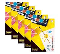 (TG. 5 pezzi) Idena 10387 - Blocco da disegno, formato DIN A4, 20 fogli, 120 g/m