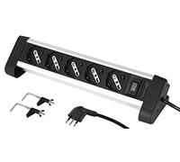 (TG. 5 Posti) Electraline 61906 Multipresa Corpo in Alluminio con 5 Posti Poliva