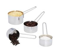 (TG. 5 x 9 x 16 cm) Relaxdays Set da 4 Misurini, Acciaio Inox, Cucchiai Dosatore