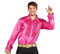 (TG. 50-52) Boland- Camicia da discoteca con volant, rosa, da uomo, costume, cam