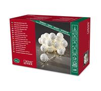 Konstsmide 3156-103 - Ghirlanda con la luce del LED (sfere di metallo bianco 20, 24 diodi bianco caldo, trasformatore interno di 24 V, cavo trasparente)