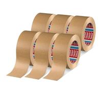 tesa Pack 4713 - Confezione da 6 nastri di carta per sigillare imballaggi, riciclabili e privi di solventi, colore marrone, 6 rotoli da 50 m x 50 mm