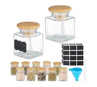 (TG. 50 ml) Relaxdays Barattoli Spezie, Set di 12 Vasetti in Vetro 50 ml, Conten