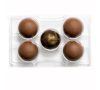 (TG. 50 mm) Decora Stampo Cioccolatino 1/2 Sfera con Base, Policarbonato, Traspa