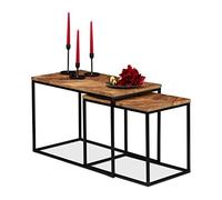 (TG. 50 x 77 x 43,5 cm) Relaxdays, Nero Tavolino da Salotto, Set da 2, Ripiano i