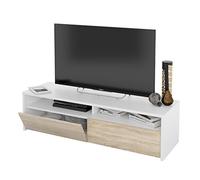 (TG. 500) Esidra Mobile Basso TV 2 Ante-Legno Bianco e Rovere, 130 x 36 x 42 cm