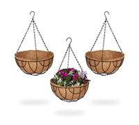 (TG. 50x31 cm) Relaxdays Vasi Sospesi per Piante, Set 3 Portavasi in Fibra di Co