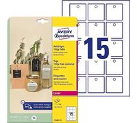 (TG. 50x50mm) Avery Italia Cartellini con foro in plastica ultraresistente da 19