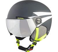 (TG. 51-55 cm) ALPINA ZUPO Visor, Casco da Sci Unisex-Youth, Charcoal-Neon Matt,