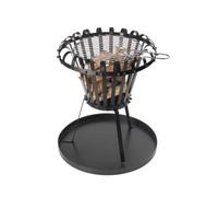 (TG. 52.5x53x5 cm) Perel Braciere con griglia cromata, piatto cenere, rotondo, 5