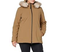 (TG. 52) Cmp Giacca Softshell Imbottita con Cappuccio Eco Fur, Donna, Dune, 52,